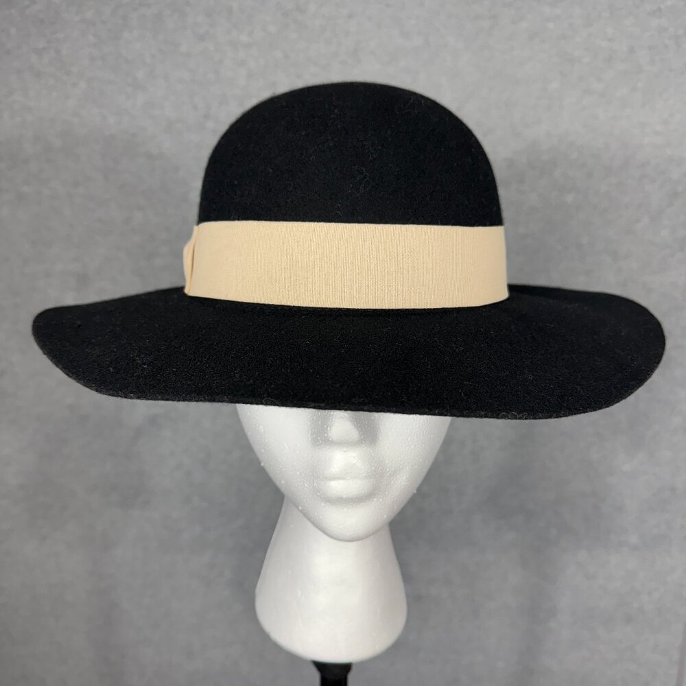 Black Wool Hat with Beige band